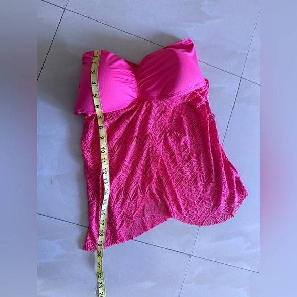 Vince Camuto Dragon Fruit Crochet Draped Tankini M - Picture 9 of 15